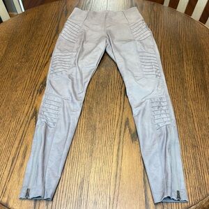 Athleta Delancey Gleam Moto Tight Legging XS Taupe Faux Leather